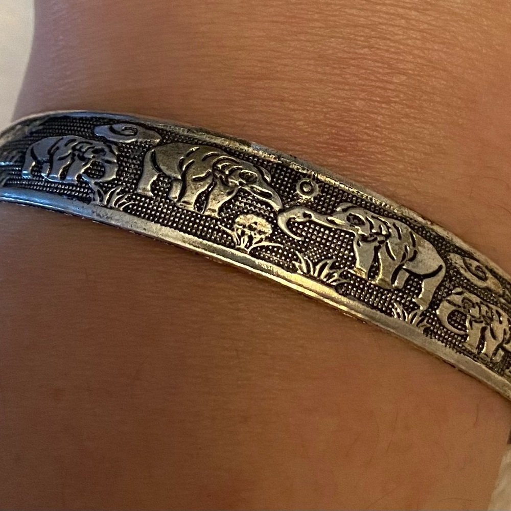 Medium cuff silver plated elephant bracelet
